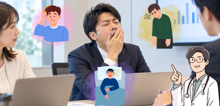 睡眠時無呼吸症候群の主な症状の例