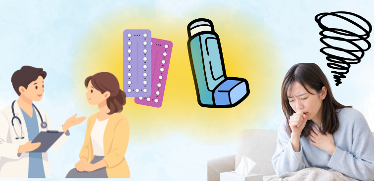薬を継続することを不安に感じている女性と処方の理由や目的を医師に確認している女性の様子